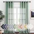Linen Curtains Flax Sheer Texture for Living Room (52"W x 96"L (Pack of 2) / Olive Green)