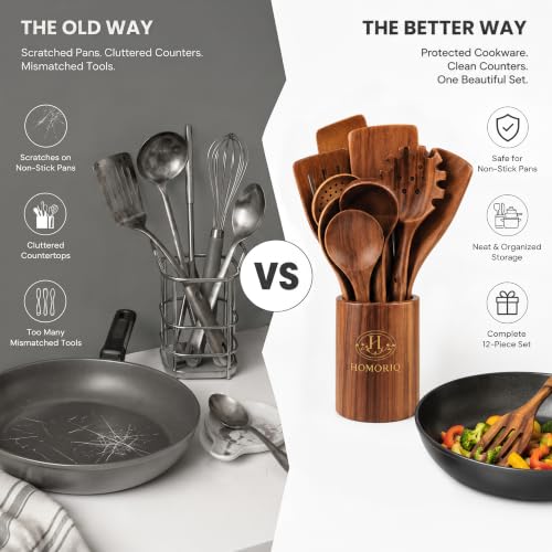 12 Piece Premium Teak Wooden Cooking Utensils Set