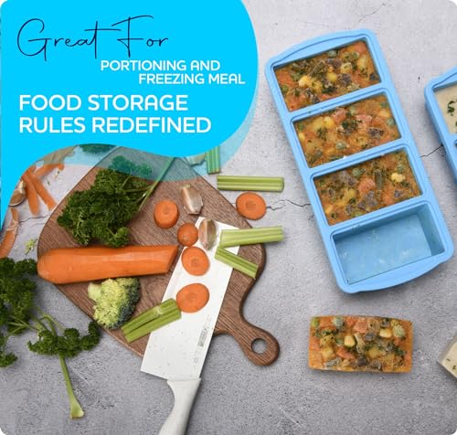 Silicone Freezer Trays with Lid (Blue-1 cup)
