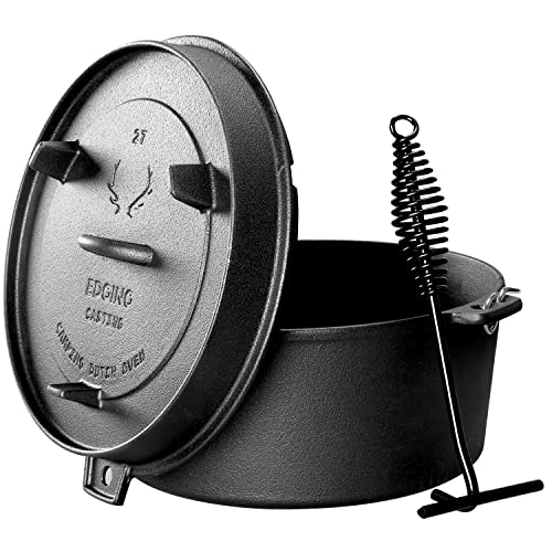 Pre Seasoned Cast Iron Camping Dutch Ovens (6QT)