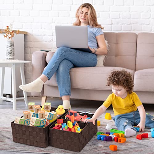 Woven Storage Baskets for Organizing 6 Pack (Brown-6pcs)