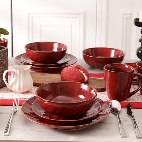 Ceramic Dessert Salad Plates (Cherry Red)