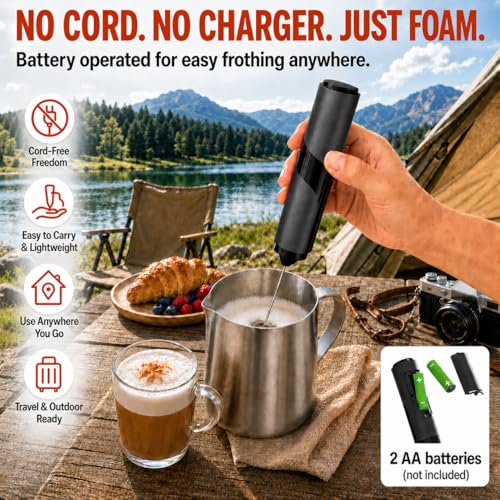 Portable Milk Frother Handheld (Glossy Black)