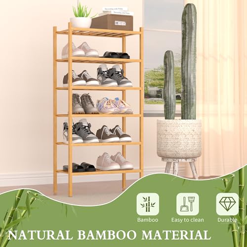 6 Tier Bamboo Small Shoe Rack (Natural / 6-Tier(Small))