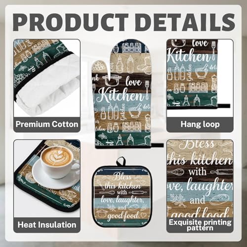Teal Striped Kitchen Decor Set (Teal Striped)
