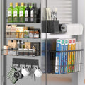 Magnetic Spice Rack for Refrigerator (Black / Large 7 Pack)
