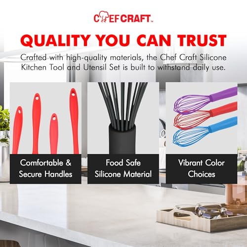 Premium Silicone Wire Cooking Whisk (Black / 10.5 inch)