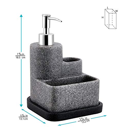 Black Soap Dispenser with Sponge Holder (Granite Effect / 3 in 1)