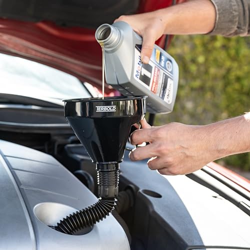 Automotive Flex Funnel with Hose & Mesh Filter (Black & Blue)