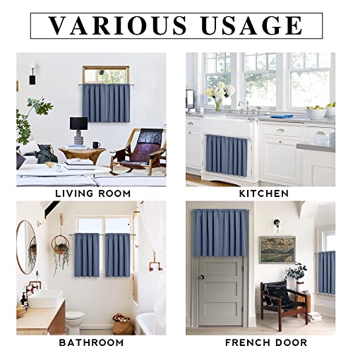 Blackout Curtains for Bedroom Living Room Nursery 63 inches Long (Stone Blue / 34"W x 63"L (Pack of 2))