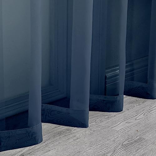 Aiyufneg Navy Blue Sheer Curtains 36 inches Long (40"W x 36"L (Pack of 2) / Navy Blue)