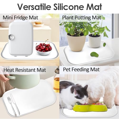 Silicone Coffee Maker Mat with Lip for Countertops (White / 17.4'' x 10.6'')