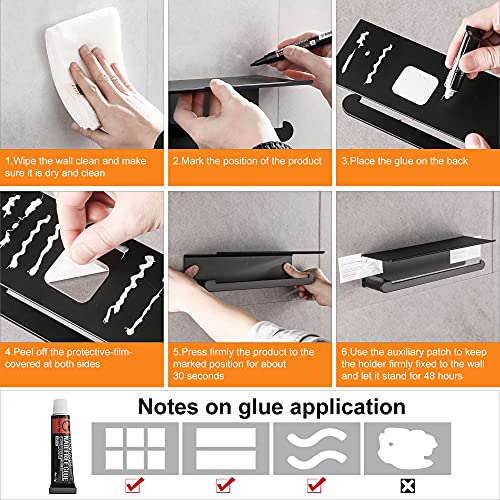 Wall Mount Paper Towel Holder with Shelf (Black)