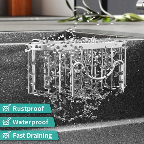 Sponge Holder for Kitchen Sink (Silver-only Hanging / with M-shaped Holder Only hanging)