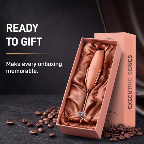 Powerful Milk Frother Wand With Duracell Batteries (Gift Box Rose Peach / Z1 Motor + Batteries)
