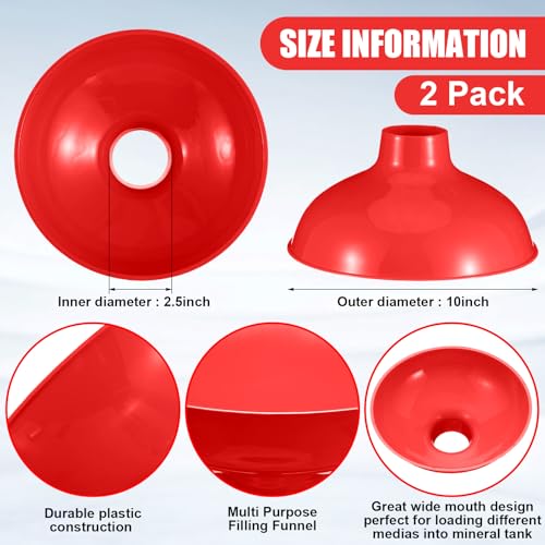 2 Pack Extra Large Wide Mouth Funnel 2.5" x 10" (Red)