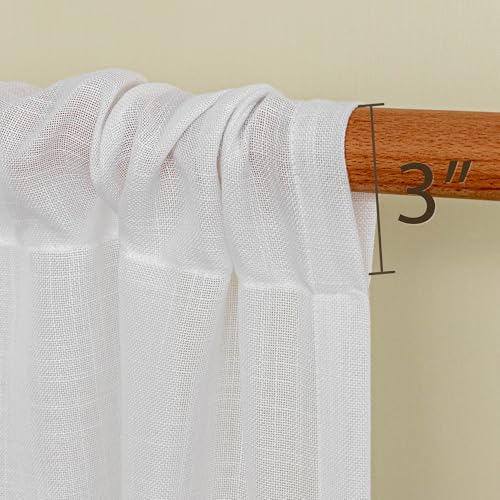 White French Door Curtains for Door Window 40 Inch Length 2 Panels Semi Sheer Light Filtering Curtain for Glass Small Window Drapes Rod Pocket for Bedroom Bathroom (26"W x 40"L (Pack of 2) / Pure White)