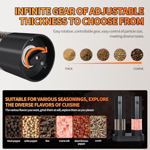 Electric Salt & Pepper Grinder Set of 2 (Black Set)