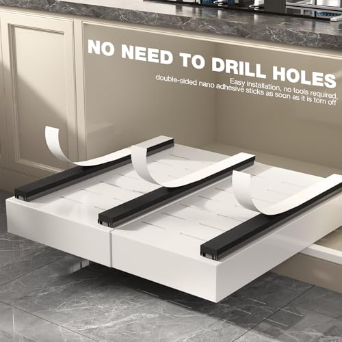2 Pack Pull Out Cabinet Organizer 19" Deep (White / 19"D x 12.3"-20.5"W(2Pack))