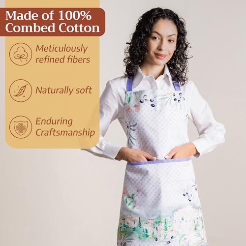 Aprons for women with Pocket 100% Cotton Pack of 1 (045 - Luberon)