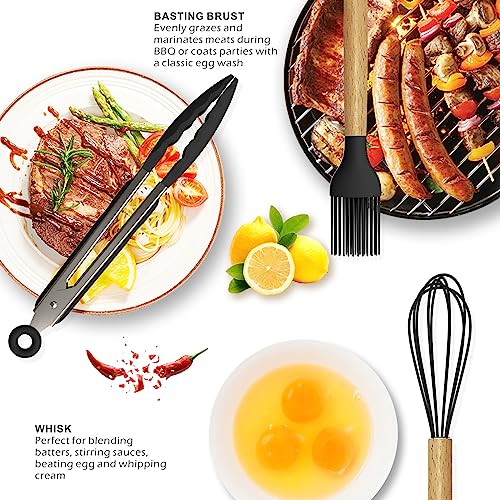 Silicone Cooking Utensils Set (Black)