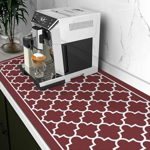 Dish Drying Mat Absorbent Dish Drying Mats for Kitchen Counter 18"x 36" (Stylish Red / 36" x 18")