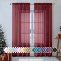 2 Piece Burgundy Sheer Curtains 84 Inch Length (40"W x 84"L (Pack of 2) / Burgundy)