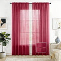 Check Sheer Curtains 63 Inches Long for Living Room (Check - Burgundy / 52"W x 63"L (Pack of 2))