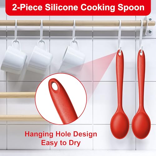 Silicone Cooking Spoon Set of 2 (Red)