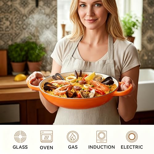 3 Quart Enameled Cast Iron Braiser (Orange)