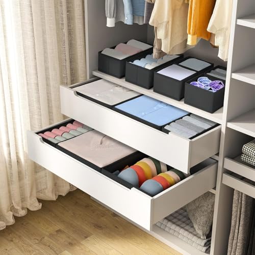 Drawer Organizer Clothes 6 Pack (Black / 6 Pack)