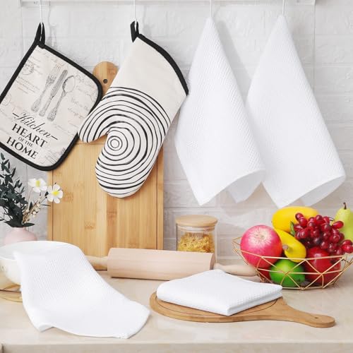 100% Cotton Waffle Weave Kitchen Dish Cloths 18 (White / 12 X 12 - 18 Pack)