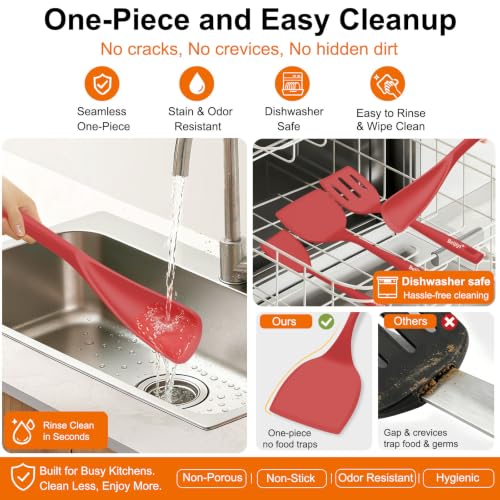 4 Pack Silicone Spatula Set (Red)