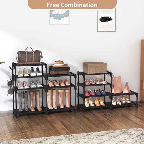 Shoe Rack Organizer (Black / 8 Tier - 2 Row（33.4''W）)