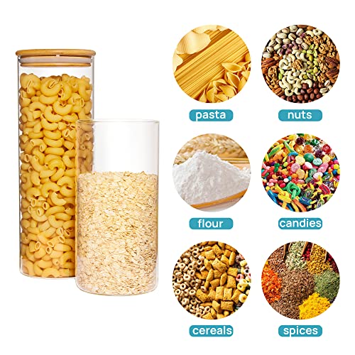 70oz Glass Food Storage Jars with Airtight Bamboo Lids (3 Pack (70 oz))