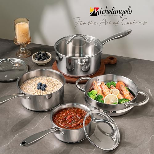 Stainless Steel Pot Set with Steamer (1+2+3QT)