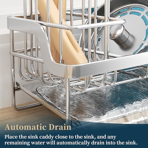 Sponge Holder for Kitchen Sink (Silver / Large)