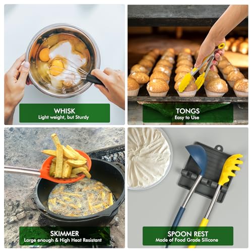Silicone Kitchen Cooking Utensils Set (Multicolor)