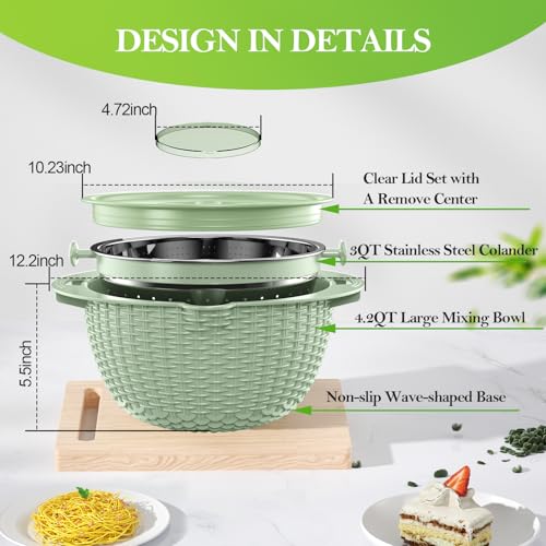 4 in 1 Colander with Bowl Set (Green)