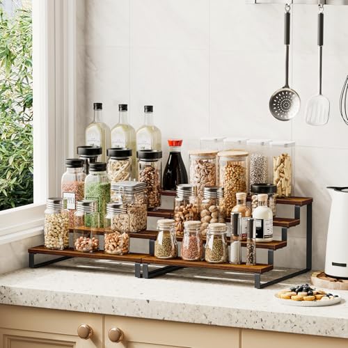 4 Tier Spice Rack (Rustic Brown, 4 Tier, 2 Pack / 4 Tier 2 Pack)