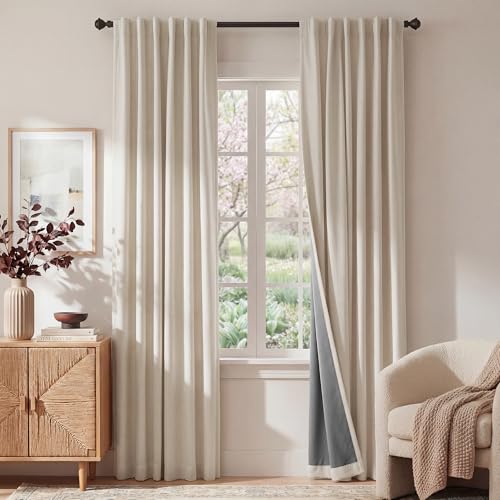 Warm Sand 100% Blackout Curtains 90 Inch for Bedroom Living Room (Warm Sand / 52"W x 90"L (Pack of 2))