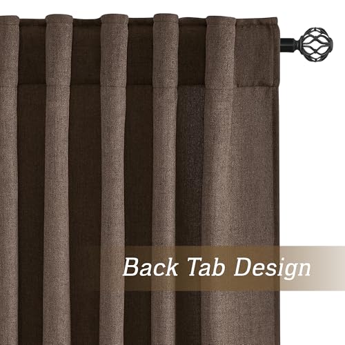 Linen Semi Sheer Curtains for Bedroom Living Room 84 inches Long (Z - Brown / 52"W x 84"L (Pack of 2))