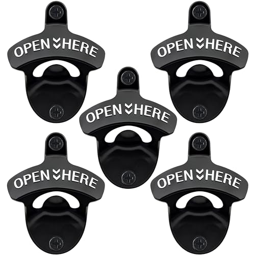 Black Wall Mounted Beer Bottle Cap Opener Stainless with Screws (Black/White)