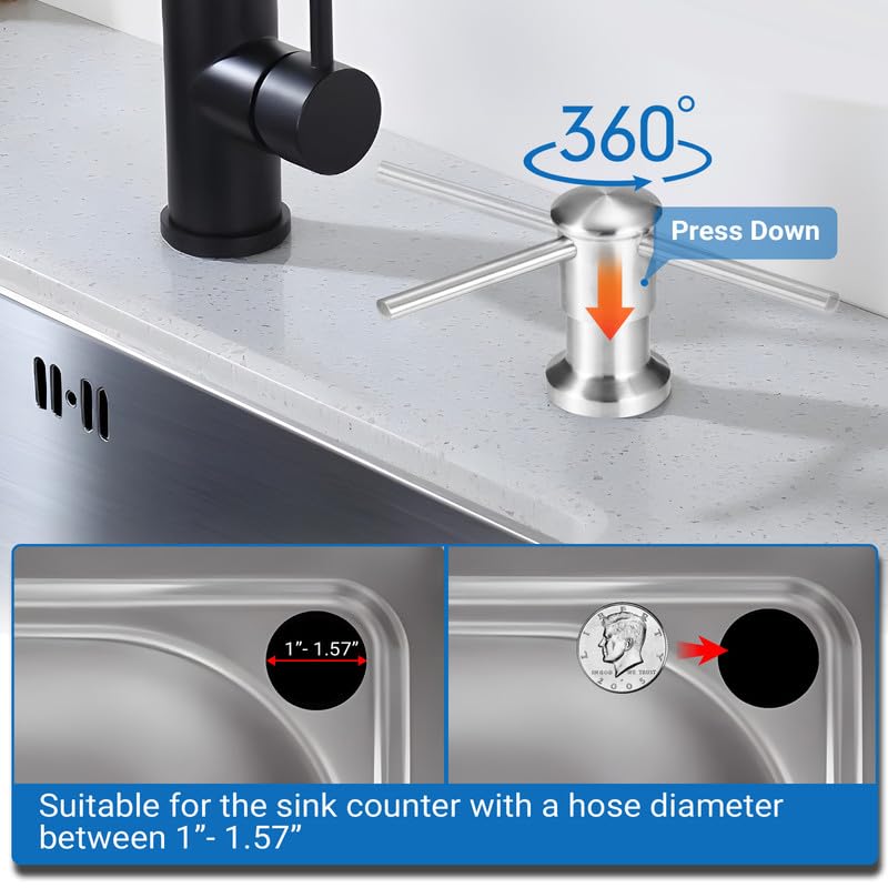 Soap Dispenser for Kitchen Sink (Brushed Nickel / 47" (Pack of 1))