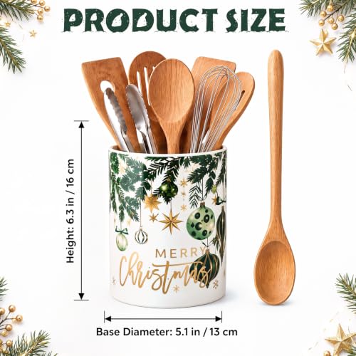 Christmas Ball Pattern Ceramic Utensil Holder (Christmas Balls)