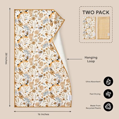 Waffle Kitchen Towel Set of 2 (Joyful Bees)