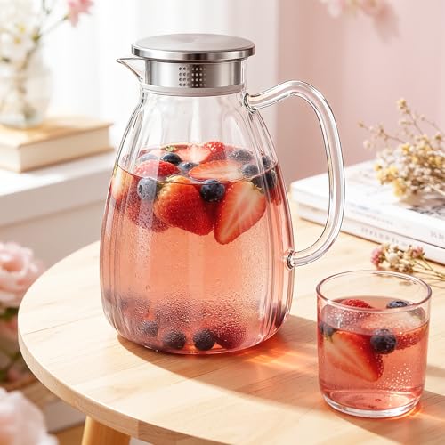 Glass Pitcher with Lid and Handle