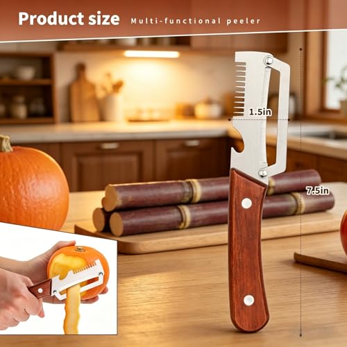 NEW Premium Vegetable Peeler with Wooden Handle and Bottle Opener (1Pack)