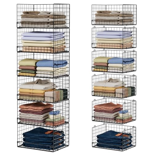 6 Tier Stackable Closet Organizers and Storage Shelves (6 Tier / Black)