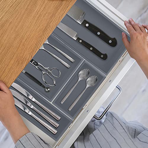 Bamboo Drawer Organizer (Grey / 8.9*5.9*2.6 inch)